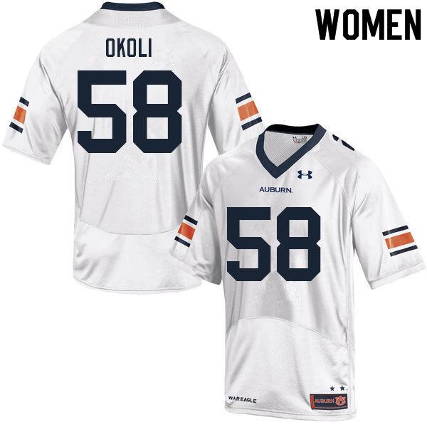 Women #58 Tobechi Okoli Auburn Tigers College Football Jerseys Sale-White